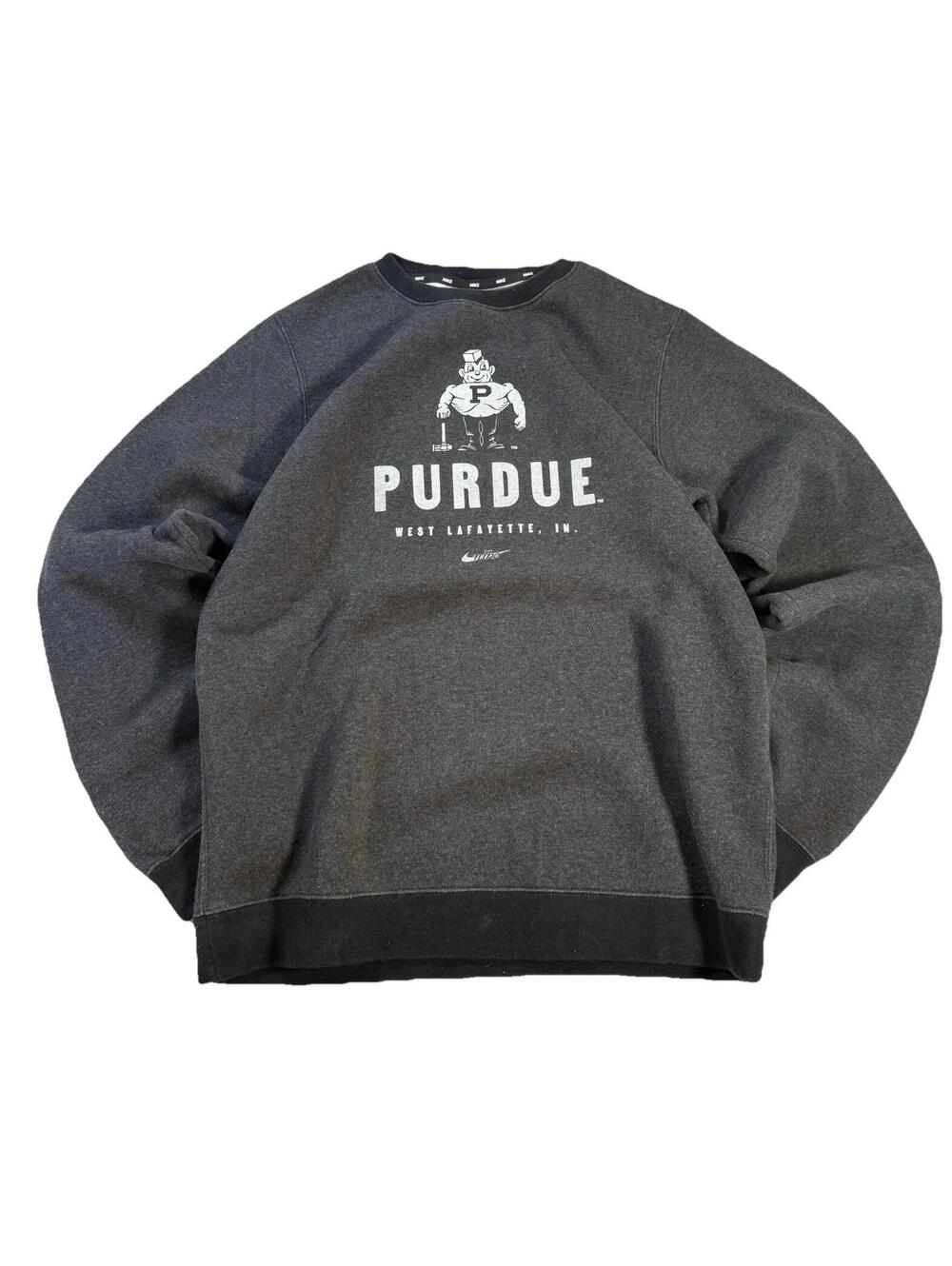 Nike Purdue Boilermakers Sweatshirt Men’s Small Crewneck Ringer Retro Style Gray